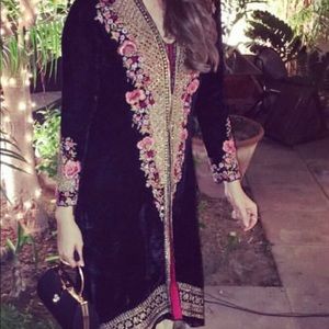 Pakistani velvet dress